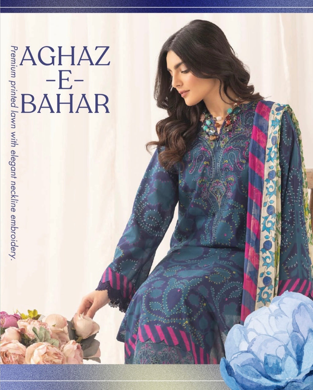 Unstitched Printed & Embroided Lawn -07