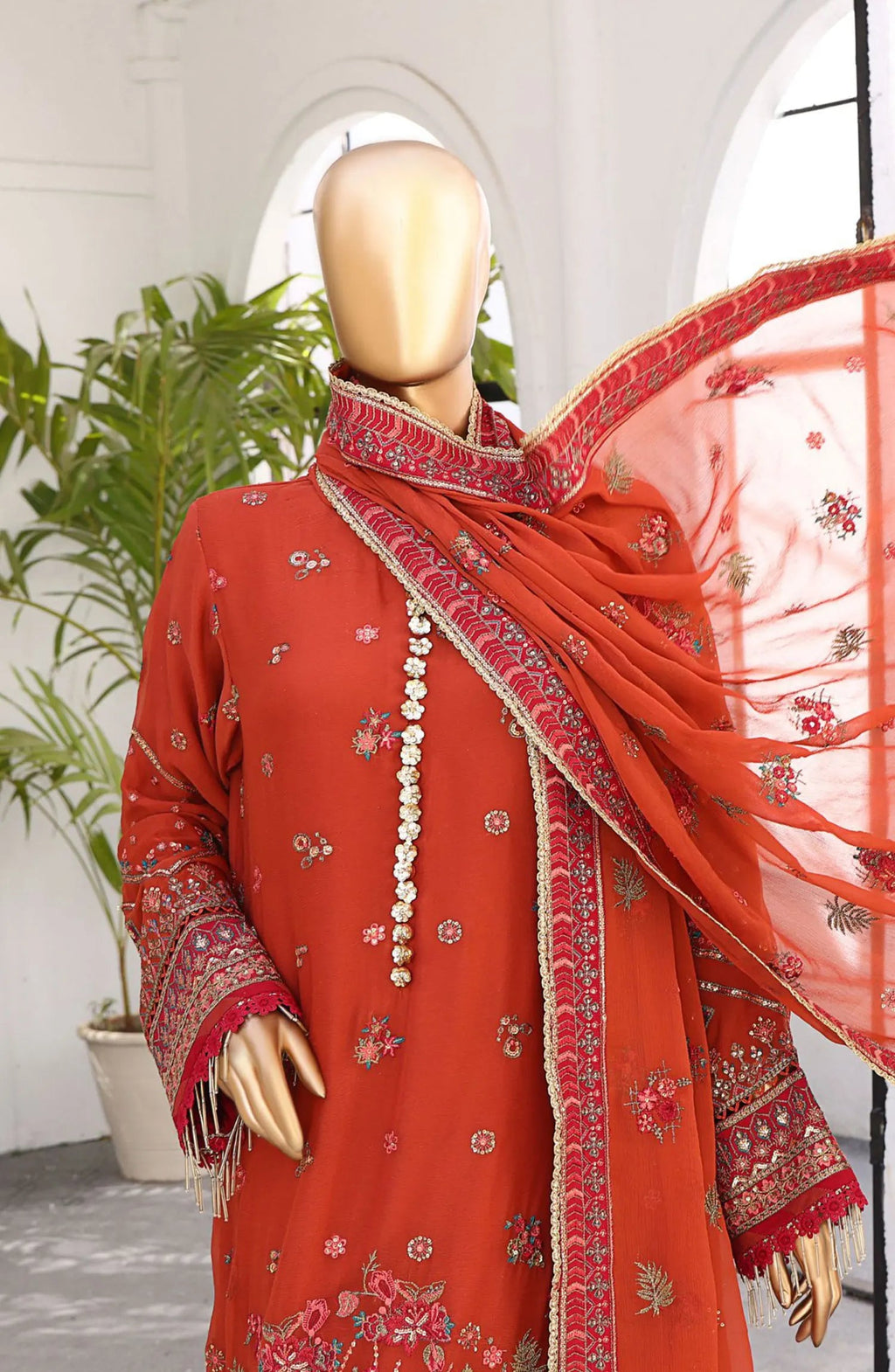 HZ Cortesia Un-stitched Chiffon Luxury Collection BRONZE RUST  Sf-02